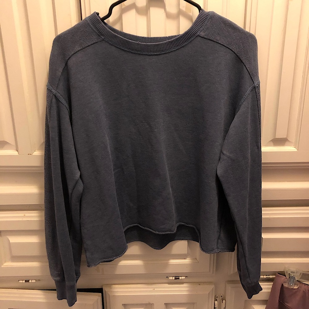 Navy Arie Long-Sleeved Crop Top Sweater